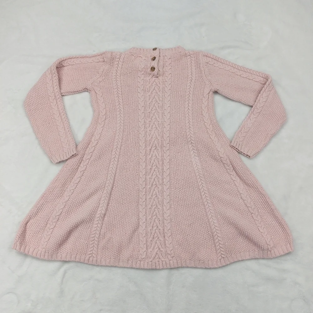 TOMMY BAHAMA GIRLS PINK CABLE KNIT LONG SLEEVE COTTON BLEND SWEATER DRESS SIZE S - Picture 8 of 8
